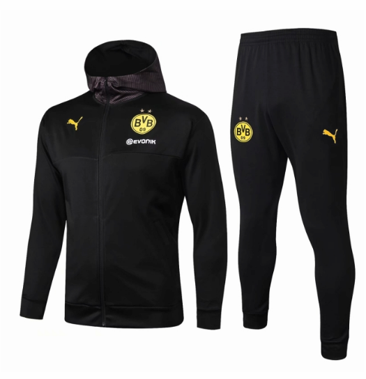 2019-2020 Borussia Dortmund chaqueta de entrenamiento con capucha traje negro